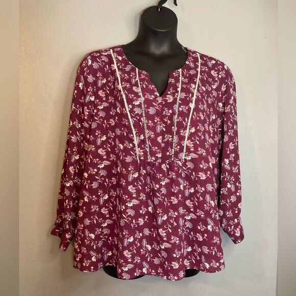Tops - Marybelle red/purple floral blouse